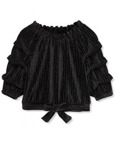 Привычный велюровый топ со сборками на рукавах Habitual, черный