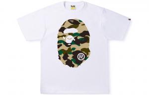 Футболка Bape Sta Camo Big Ape Head Tee A BATHING APE, черная с зеленым принтом