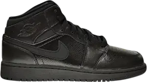 Кроссовки Air Jordan 1 Retro Mid GS Triple Black, черный