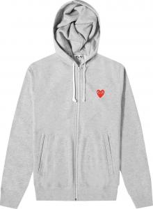 Худи Comme des Garçons Play Zip Up Hoodie With Red Heart 'Grey', серый