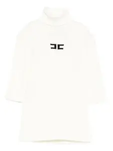 Топ с высоким воротником и вышитым логотипом Elisabetta Franchi La Mia Bambina, белый