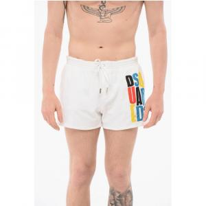 Плавки-шорты из махрового хлопка с логотипом сбоку Dsquared2, белый