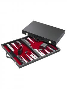 1730 - Нарды, красные, среднего размера, из искусственной кожи - Для детей от 6 лет и старше