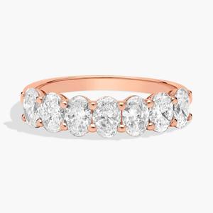 Кольцо с семью овальными выращенными в лаборатории бриллиантами из розового золота 14 карат (1 1/2 карата, два камня - FG / VS2-SI1) Blue Nile