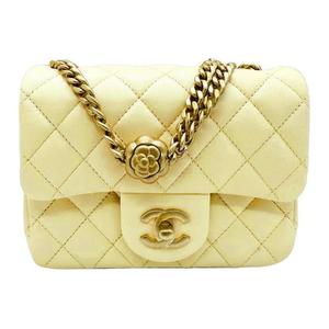 CHANEL Овчинная цепочка сумка через плечо кроссбоди миниатюрная женская желтая