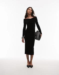 Платье Allsaints Delta из бархата черного цвета