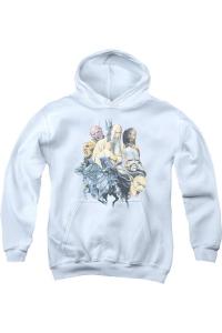 Толстовка с капюшоном "Коллаж зла" из "Властелина колец" молодежная Gildan, белый