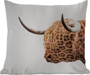 Подушка для улицы - Шотландский горный скот - Пантера - Дизайн - 50 x 50 см - Водонепроницаемая - Подушка для отдыха - Удобная - Подушка с изображением MuchoWow