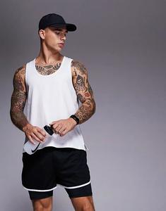 4505 Майка-топ из хлопка для бега с быстросохнущей отделкой белого цвета