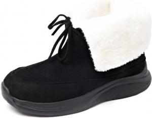 Женские зимние ботинки из замши с искусственным мехом, теплые ботильоны, зимние ботинки на шнуровке, прогулочные ботильоны, противоскользящие, уютные уличные ботильоны до щиколотки Generic, Black