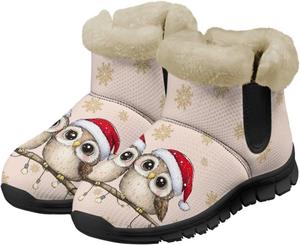 Зимние женские ботинки Jeiento для Рождества, комфортные снегоступы с противоскользящей подошвой и утолщением, Christmas Owl