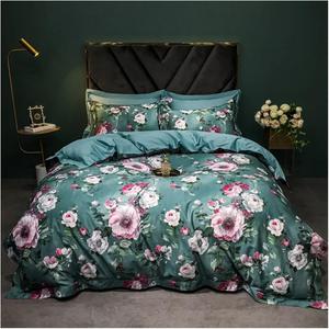 Generic Комплект постельного белья из египетского хлопка сатин 1400TC с цветочным принтом и птицами