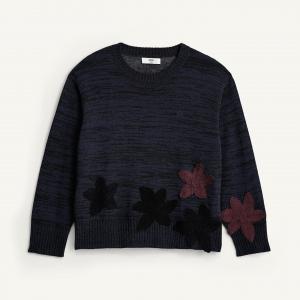 Джемпер Zara Relaxed Fit Floral, темно-синий