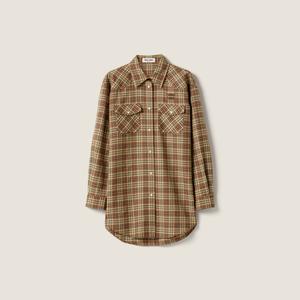 Рубашка в клетку MIU MIU, кэмел/табак