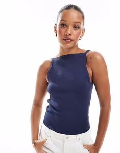 Компактный трикотажный топ темно-синего цвета Asos Design