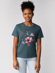 Футболка с цветком акварелью 01 в цвете петролеум wat? Apparel