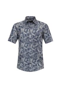 Льняная рубашка с принтом повседневный крой Casamoda, синий