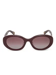 Солнцезащитные очки в овальной оправе Chloé, красный