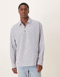 Рубашка свободного кроя из сирсакера в полоску синего цвета Asos Design