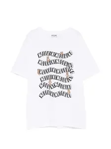 Футболка с принтом мишки Moschino Kids, белый