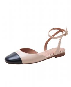 Балетки DELANEY женские с открытым носком и ремешком на щиколотке Linea Paolo, Ballet pink/black nappa