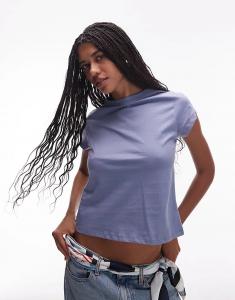 & Other Stories Приталенный трикотажный топ с рукавами реглан синего цвета