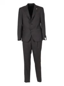 Костюм из шерсти на одну пуговицу Luigi Bianchi Mantova, черный
