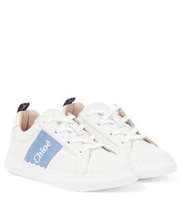 Кожаные кроссовки с логотипом Chloé Kids, белый