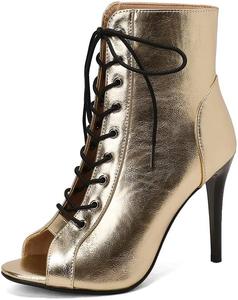 Женские ботильоны-гладиаторы MRKEWUNEY с открытым носком, 24 Gold