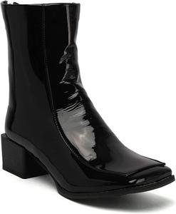 Женские ботильоны LEHOOR с толстым каблуком, молнией сзади, лакированная кожа, квадратный носок, ботинки GO GO, средний подъем, комфортная молния, каблук-блок 2 дюйма, короткие ботинки, стильные, модные, повседневные, размеры 4-11 M US, Patent Black