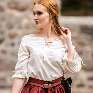 Средневековая блузка с коротким рукавом Vera бежевая