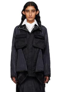 Смесовая куртка из нейлоновой саржи Sacai, черный