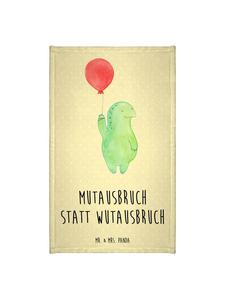 Mr. & Mrs. Panda Гостевое полотенце с изображением черепахи и воздушного шара и надписью пастельно-желтого цвета