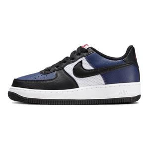 Nike Air Force 1 Устойчивые к истиранию низкие детские скейтбординговые кроссовки синие белые черные, Midnight Marine Blue/White/University Red/Black