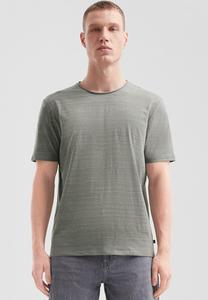 Футболка QS MIT MELANGEEFFEKT UND ROLLKANTE AN HALSAUSSCHNITT, Olivgrün/Olive