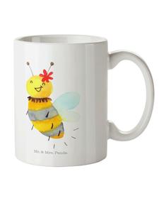 Детская кружка с рисунком пчелы и цветов, без слов, белого цвета Mr. & Mrs. Panda