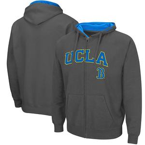 Мужская толстовка с капюшоном на молнии charcoal ucla bruins arch & logo 30 Colosseum
