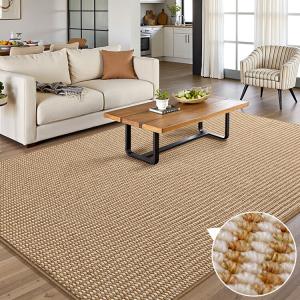 Budis Ковер 200х200 см для гостиной, из сизаля, с роскошной текстурой, для полного покрытия зоны дивана и журнального столика