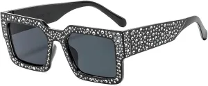 Солнцезащитные очки Melrose Fashion Bling с бриллиантами, ретро-стиль, защита от ультрафиолета UV400, артикул 18225, Black