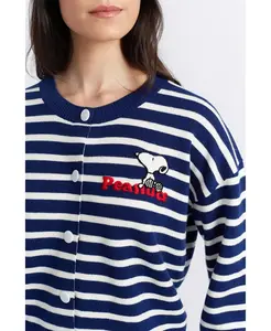 Женский кардиган Snoopy Breton Milano из мериносовой шерсти с вышивкой Chinti & Parker, синий