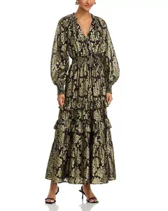 Многоярусное платье из металлизированного жаккарда - эксклюзив Aqua, мультиколор