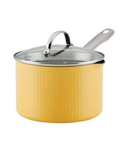 Стильная алюминиевая кастрюля с антипригарным покрытием, объемом 3 кварты, с крышкой и ситечком Farberware, желтый