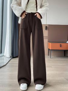 Женские брюки с широкими штанинами и боковыми разрезами Doux Belle, цвет Dark Brown