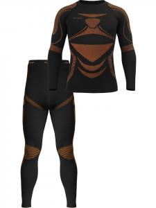 Мужской функциональный спортивный комплект нижнего белья: рубашка + брюки, цвет черный/оранжевый normani