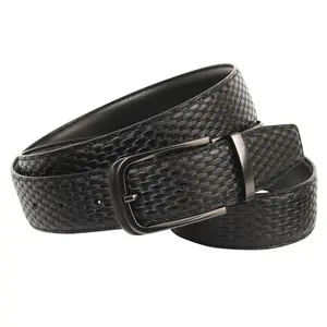 Кожаный ремень Anthoni Crown, двусторонний ремень с антрацитовой застежкой, черный