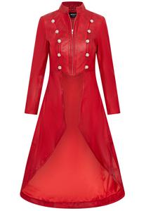 Женское готическое длинное эдвардианское кожаное пальто - Atlanta Infinity Leather, красный