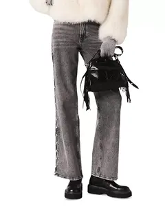 Джинсы Perline с высокой посадкой и широкими штанинами, серые. Maje, серый