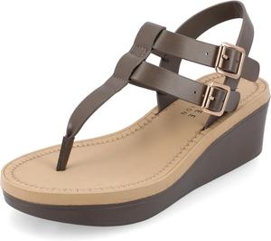 Женские сандалии Journee с ремешком на щиколотке, платформой и застежкой-пряжкой, комфортный клиновидный каблук, модель Bianca Journee Collection, коричневый