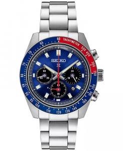 Мужские часы-хронограф Solar Prospex Speedtimer с браслетом из нержавеющей стали, 42 мм Seiko, серебро