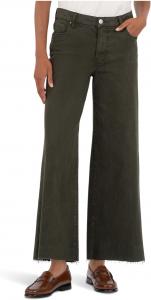 Джинсы KUT from the Kloth Women's Meg High-rise Fab Ab Wide Leg Raw Hem In Sherwood Forest, Sherwood Forest